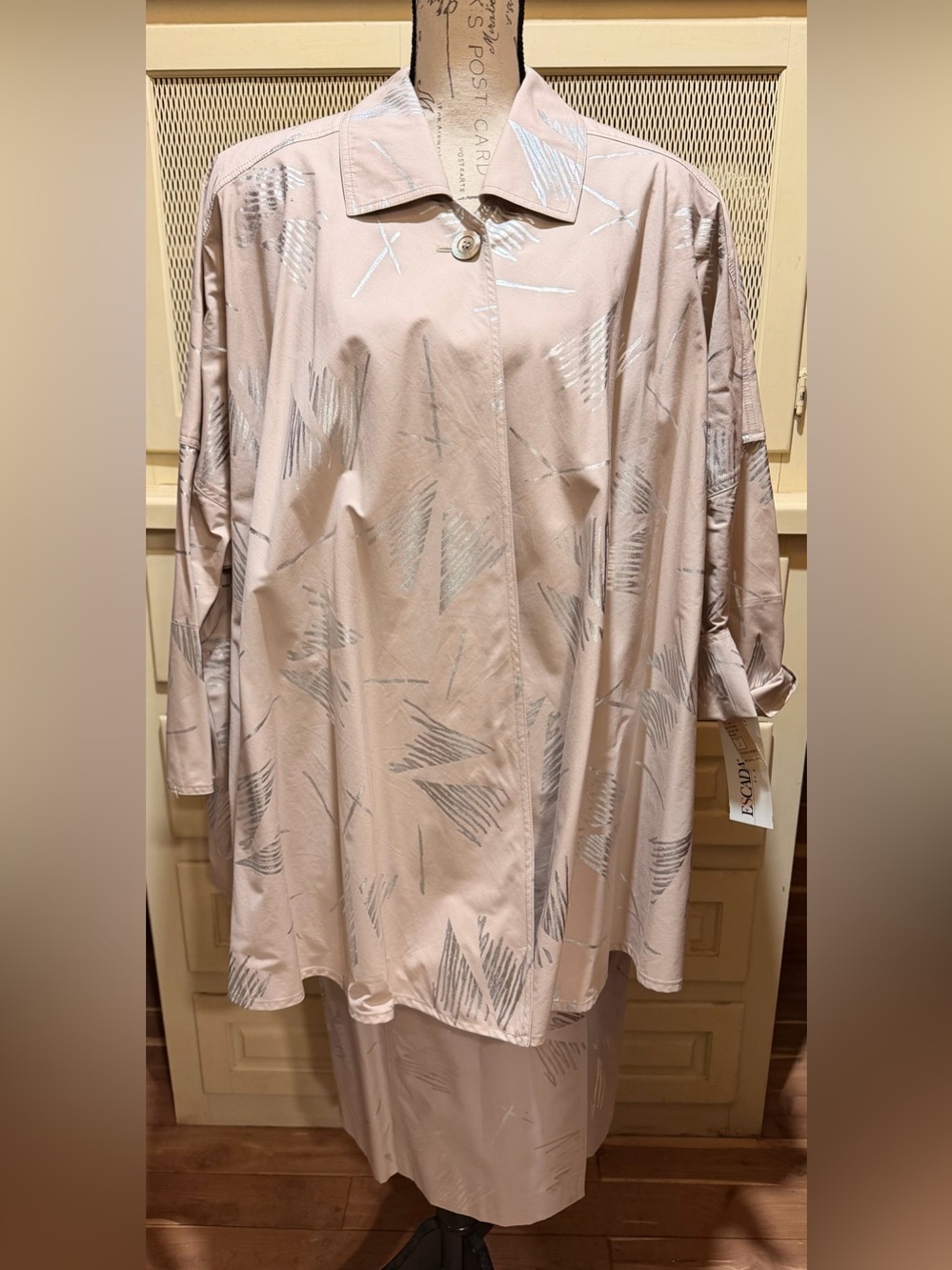NWT Vintage 80s Escada Margaretha Ley Silver Abstract Cotton Skirt Suit Set